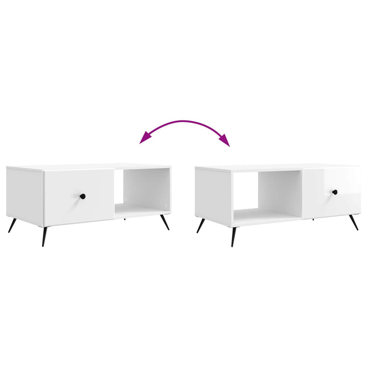 Sofabord Hvid højglans 90 x 50 x 40 cm Konstrueret træ