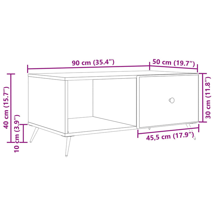 Sofabord Røget eg 90 x 50 x 40 cm Konstrueret træ