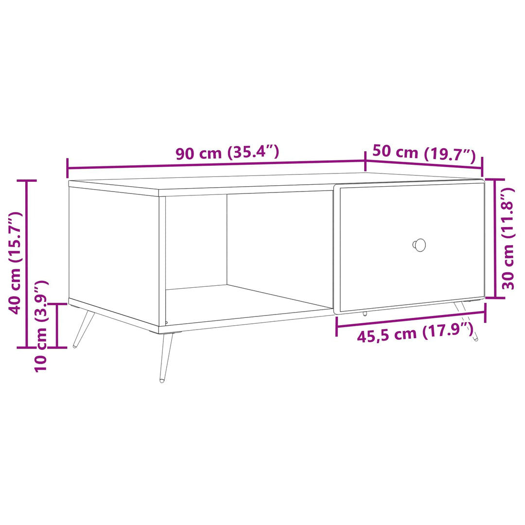 Sofabord Gammelt træ 90 x 50 x 40 cm Konstrueret træ