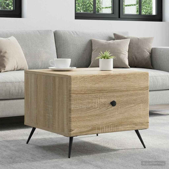 Sofabord med skuffe Sonoma-eg 49 x 50 x 40 cm Konstrueret træ