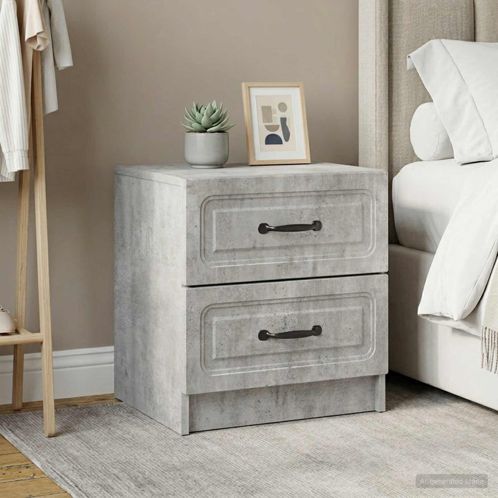 Natskab 2 pcs Betongrå 43 x 34,5 x 44,5 cm Konstrueret træ