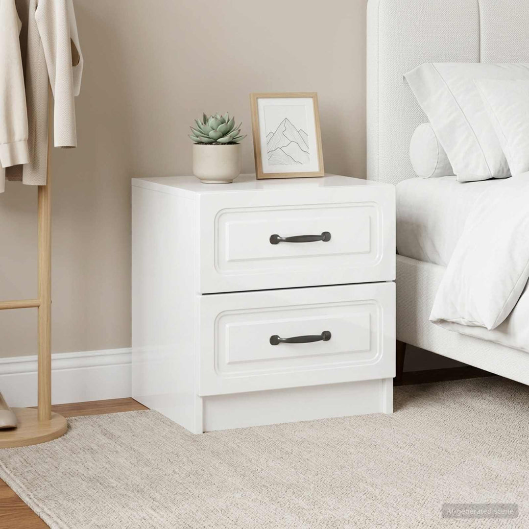 Natskab 2 pcs Hvid højglans 43 x 34,5 x 44,5 cm Konstrueret træ