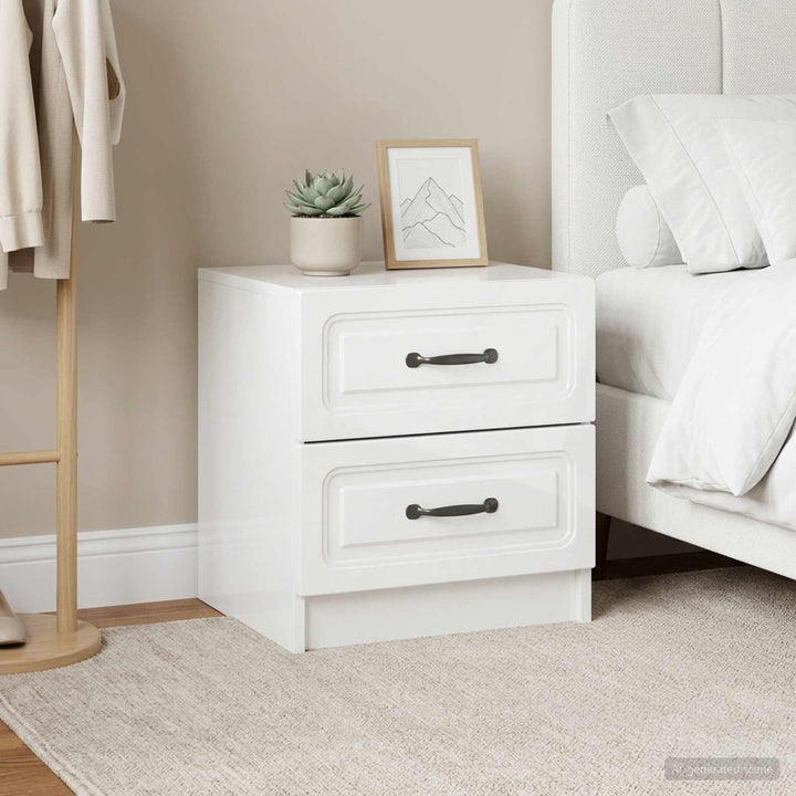 Natskab 2 pcs Hvid højglans 43 x 34,5 x 44,5 cm Konstrueret træ