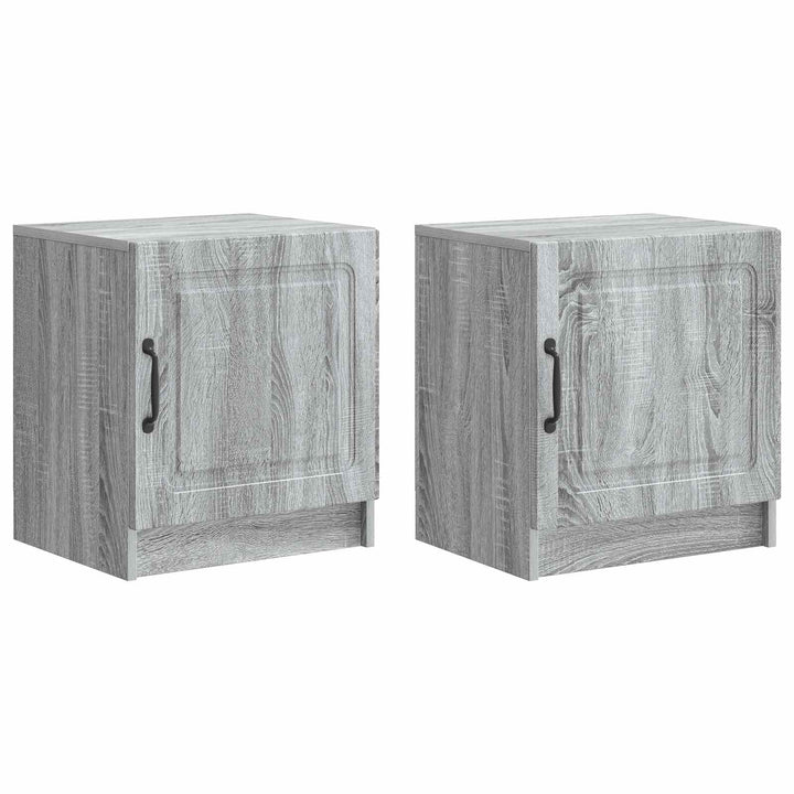 Natskab 2 pcs Grå sonoma-eg 43 x 34,5 x 47 cm Konstrueret træ