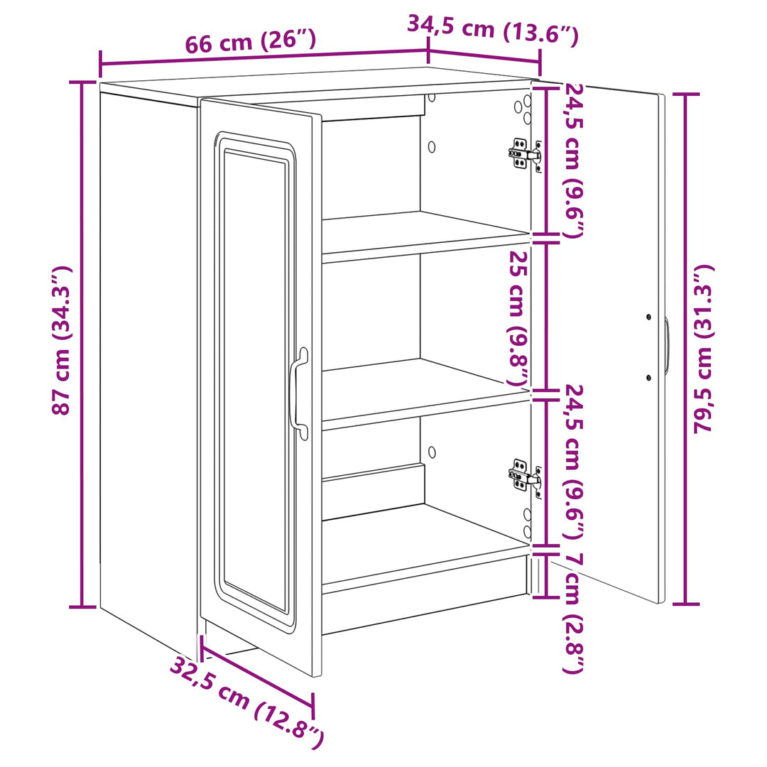 Sideboard Sort 66 x 34,5 x 87 cm Konstrueret træ