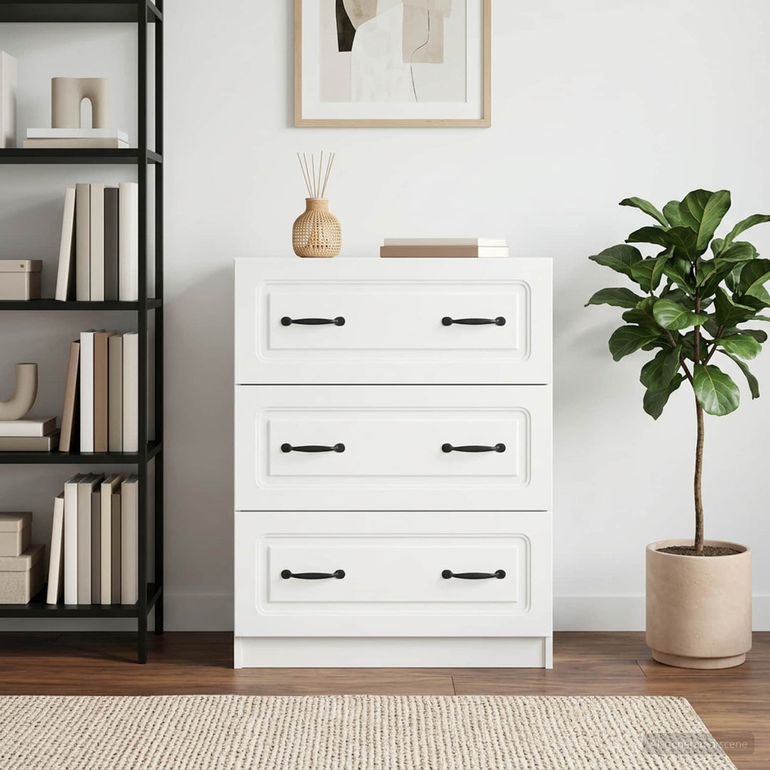 Skuffeskab Hvid 66 x 34,5 x 87 cm Konstrueret træ