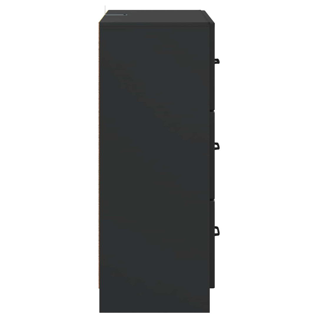 Skuffeskab Sort 66 x 34,5 x 87 cm Konstrueret træ