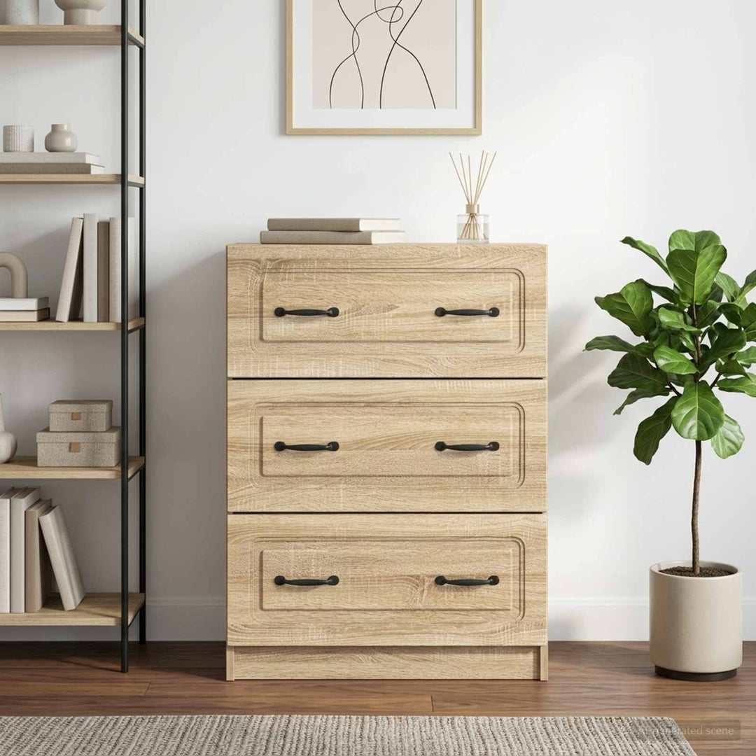 Skuffeskab Sonoma-eg 66 x 34,5 x 87 cm Konstrueret træ