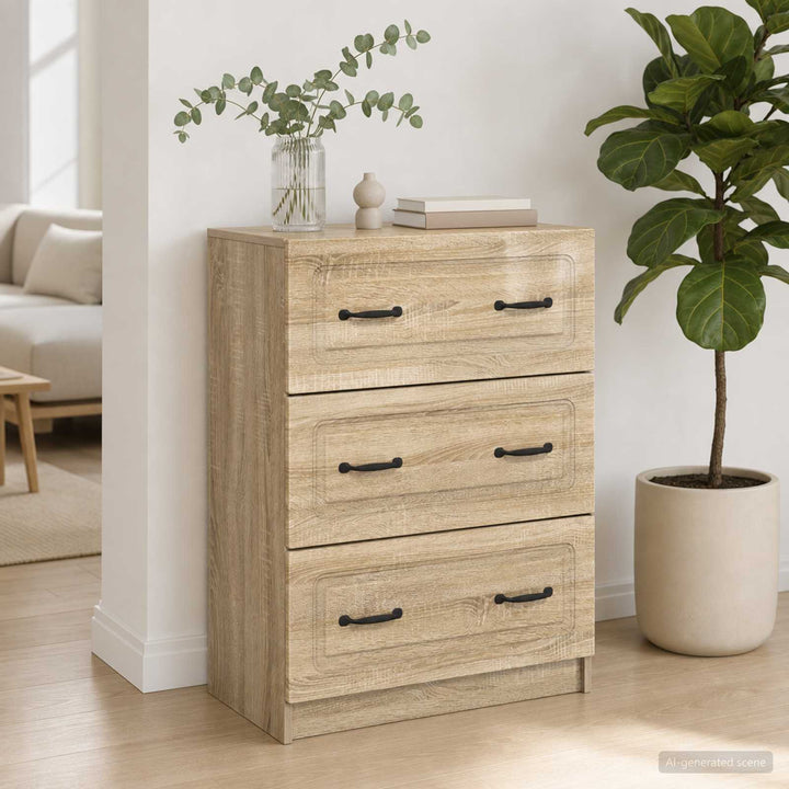 Skuffeskab Sonoma-eg 66 x 34,5 x 87 cm Konstrueret træ