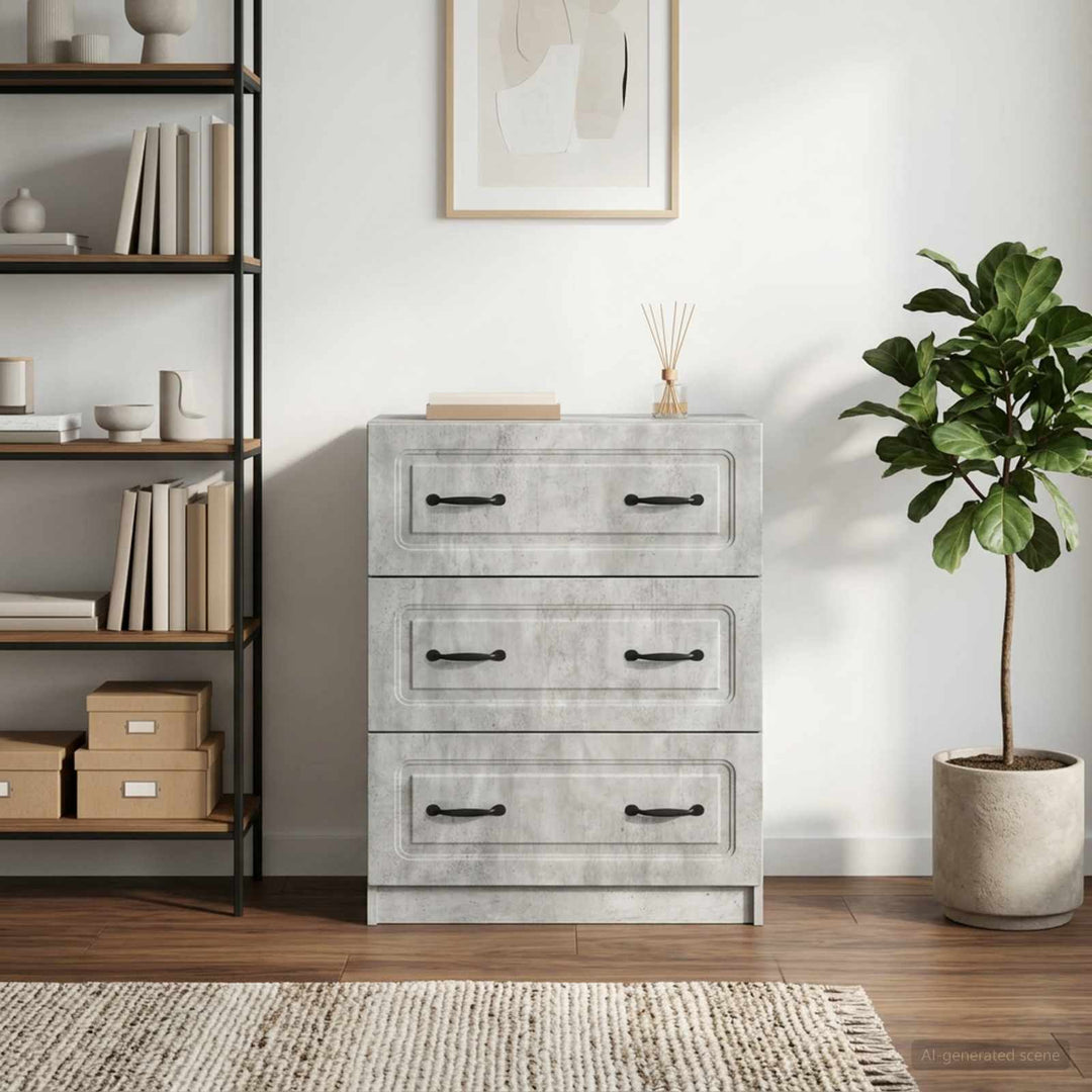 Skuffeskab Betongrå 66 x 34,5 x 87 cm Konstrueret træ