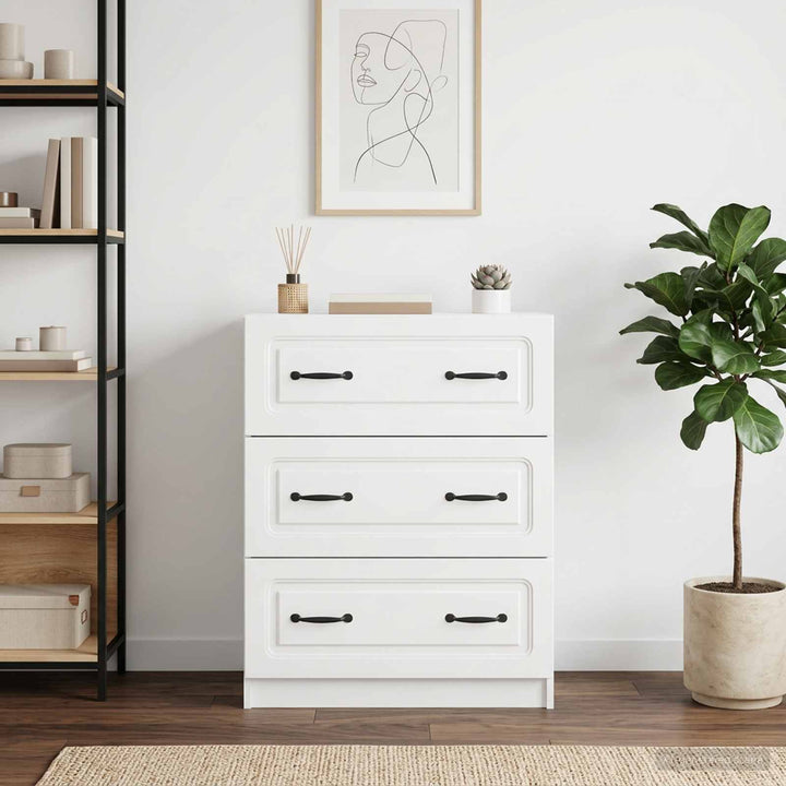 Skuffeskab Hvid højglans 66 x 34,5 x 87 cm Konstrueret træ