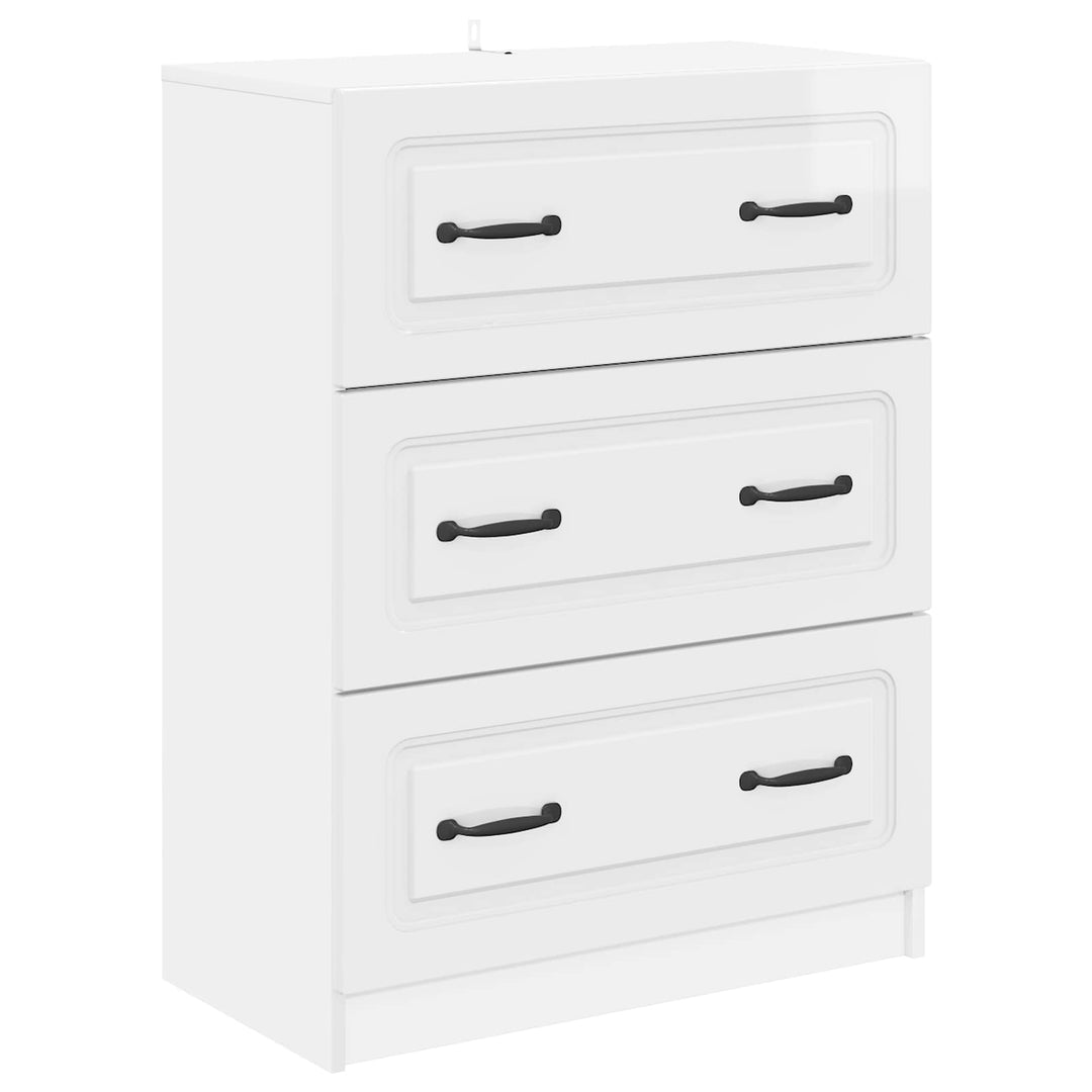 Skuffeskab Hvid højglans 66 x 34,5 x 87 cm Konstrueret træ