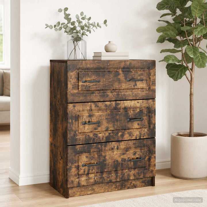 Skuffeskab Røget eg 66 x 34,5 x 87 cm Konstrueret træ