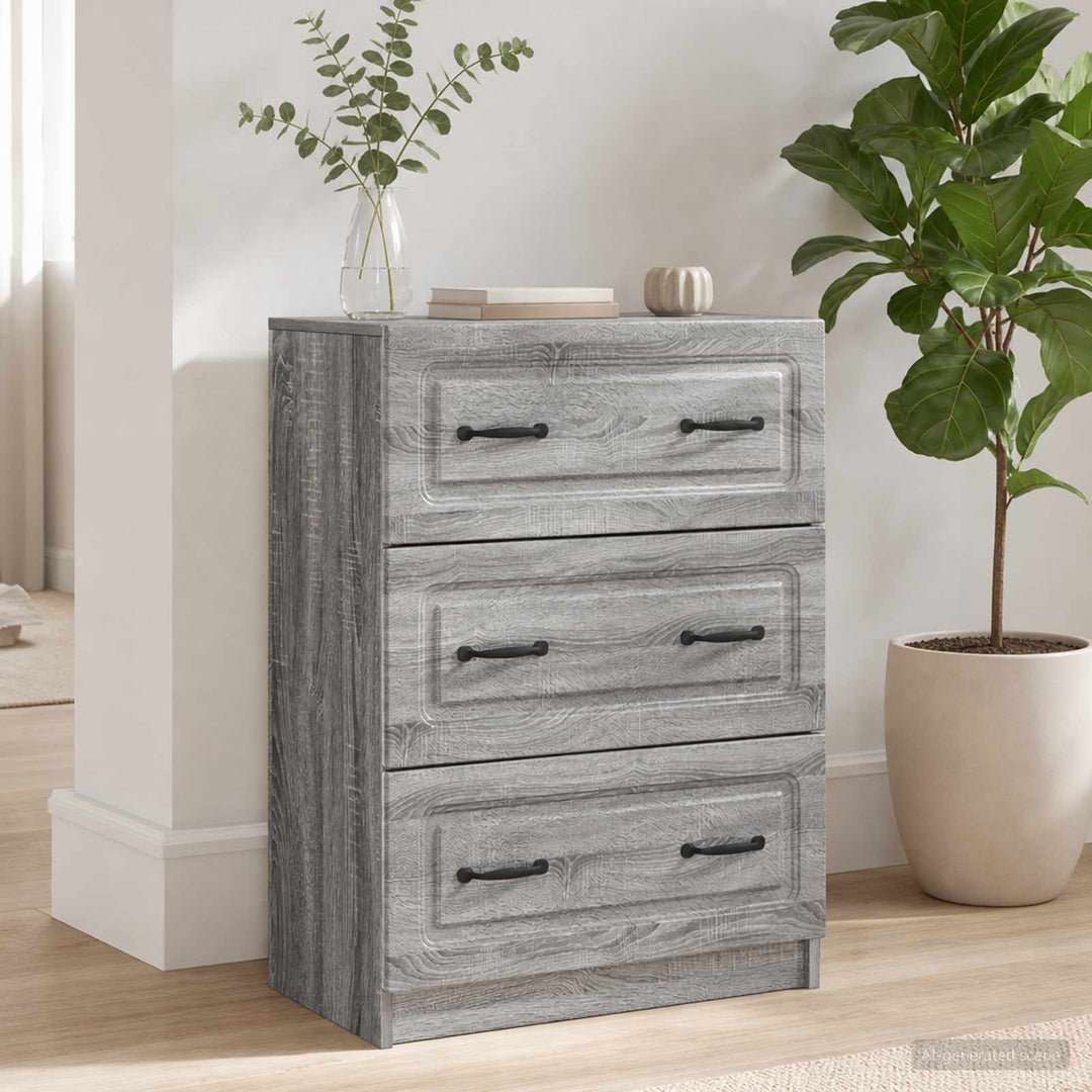 Skuffeskab Grå sonoma-eg 66 x 34,5 x 87 cm Konstrueret træ