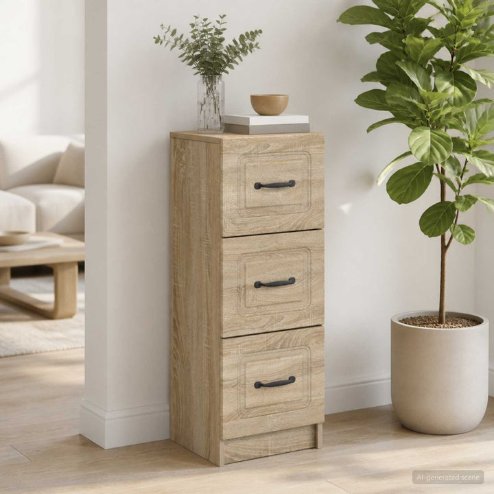 Skuffeskab Sonoma-eg 33 x 34,5 x 87 cm Konstrueret træ