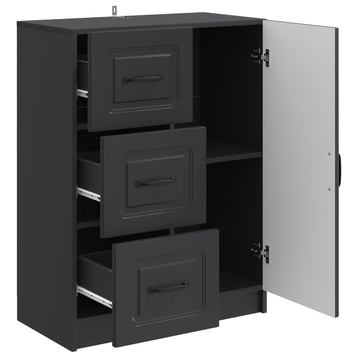 Sideboard med skuffe Sort 66 x 34,5 x 87 cm Konstrueret træ