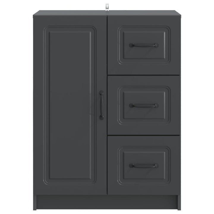 Sideboard med skuffe Sort 66 x 34,5 x 87 cm Konstrueret træ
