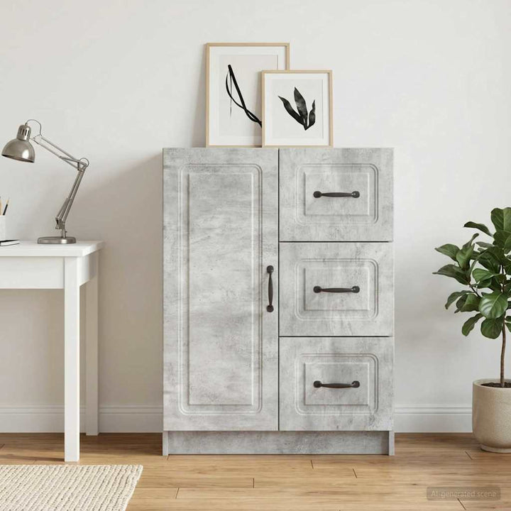 Sideboard med skuffe Betongrå 66 x 34,5 x 87 cm Konstrueret træ