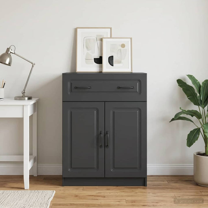 Sideboard med skuffe Sort 66 x 34,5 x 87 cm Konstrueret træ
