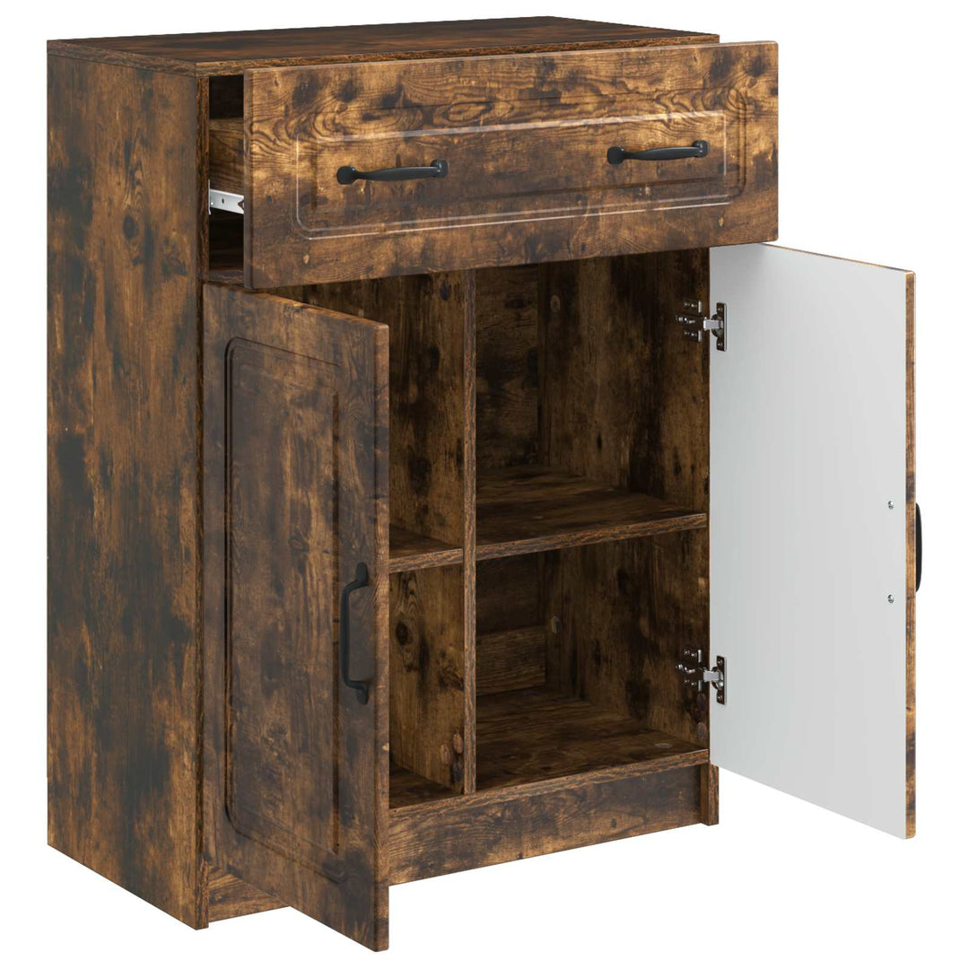 Sideboard med skuffe Røget eg 66 x 34,5 x 87 cm Konstrueret træ