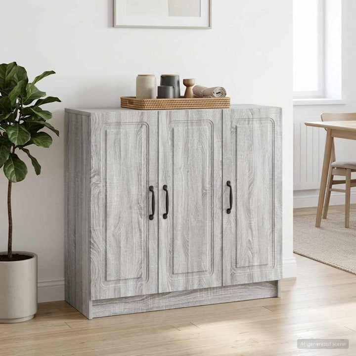 Sideboard Grå sonoma-eg 89 x 34,5 x 77 cm Konstrueret træ