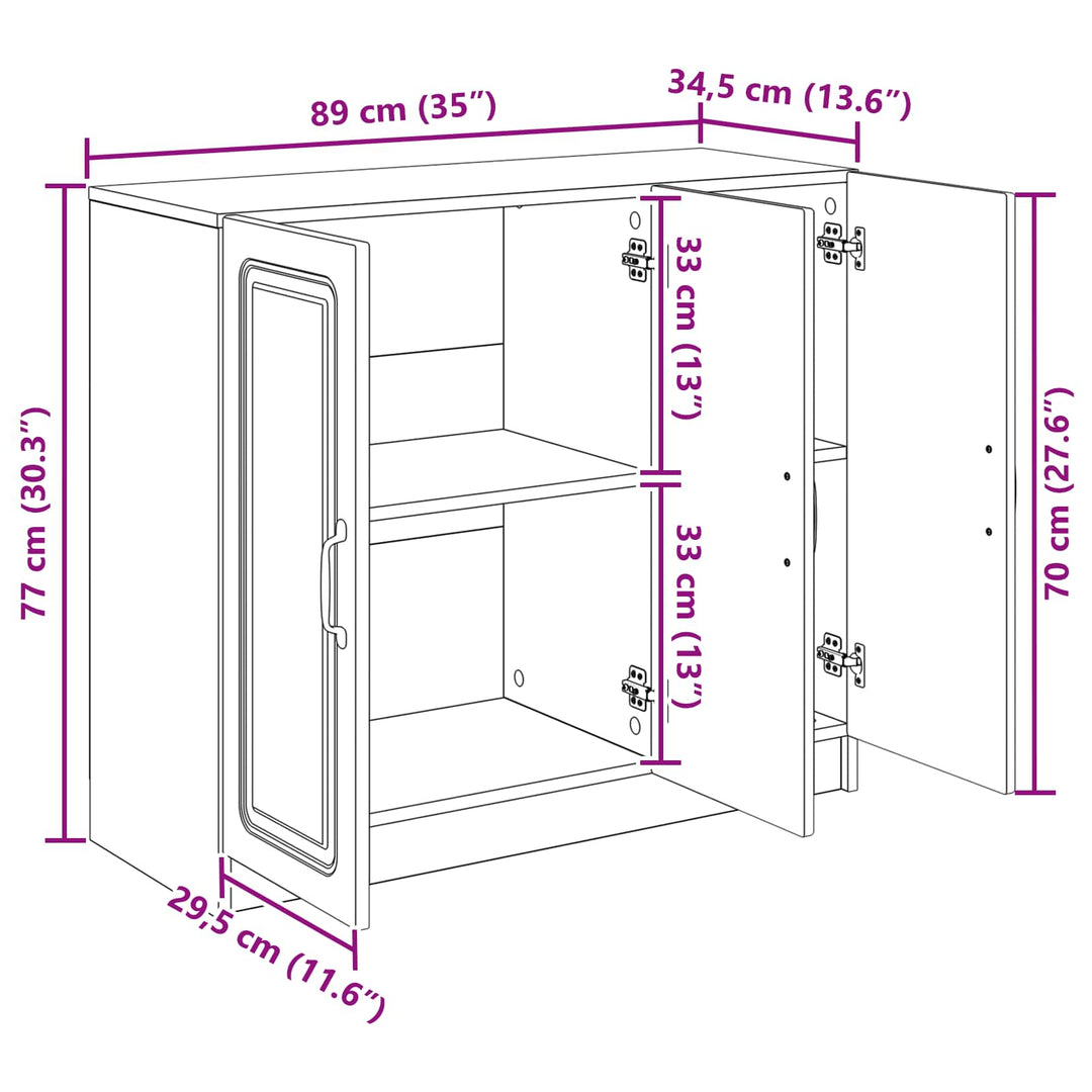 Sideboard Artisan-eg 89 x 34,5 x 77 cm Konstrueret træ
