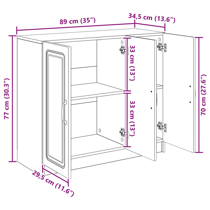 Sideboard Artisan-eg 89 x 34,5 x 77 cm Konstrueret træ