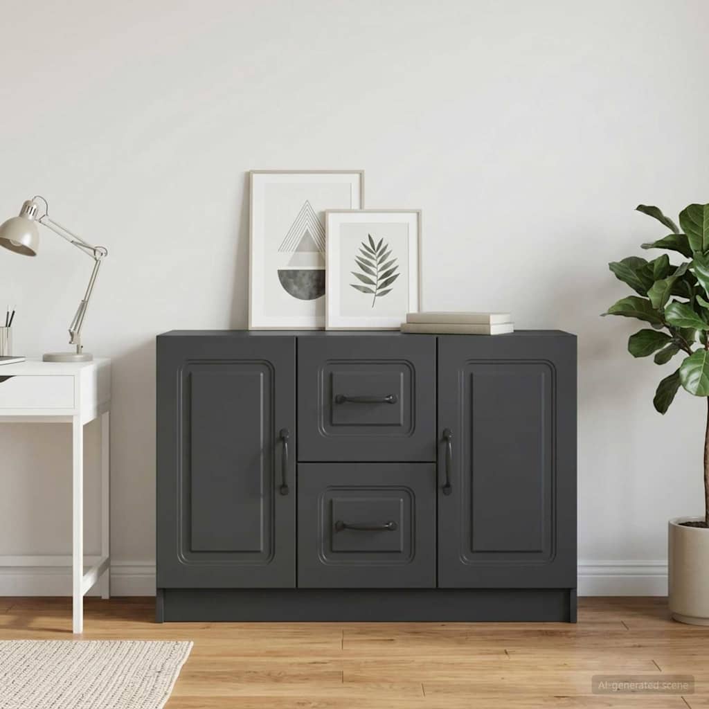 Sideboard med skuffe Sort 89 x 34,5 x 57 cm Konstrueret træ