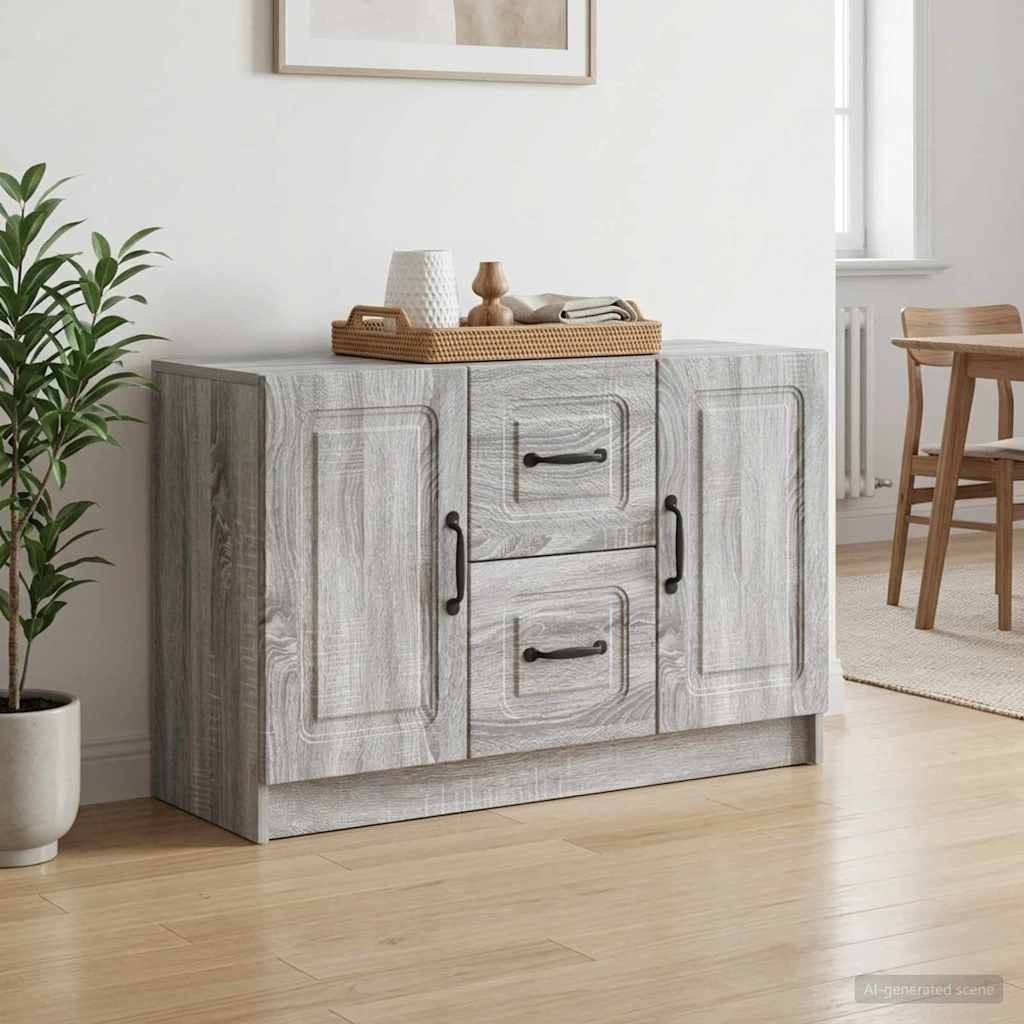 Sideboard Grå sonoma-eg 89 x 34,5 x 57 cm Konstrueret træ