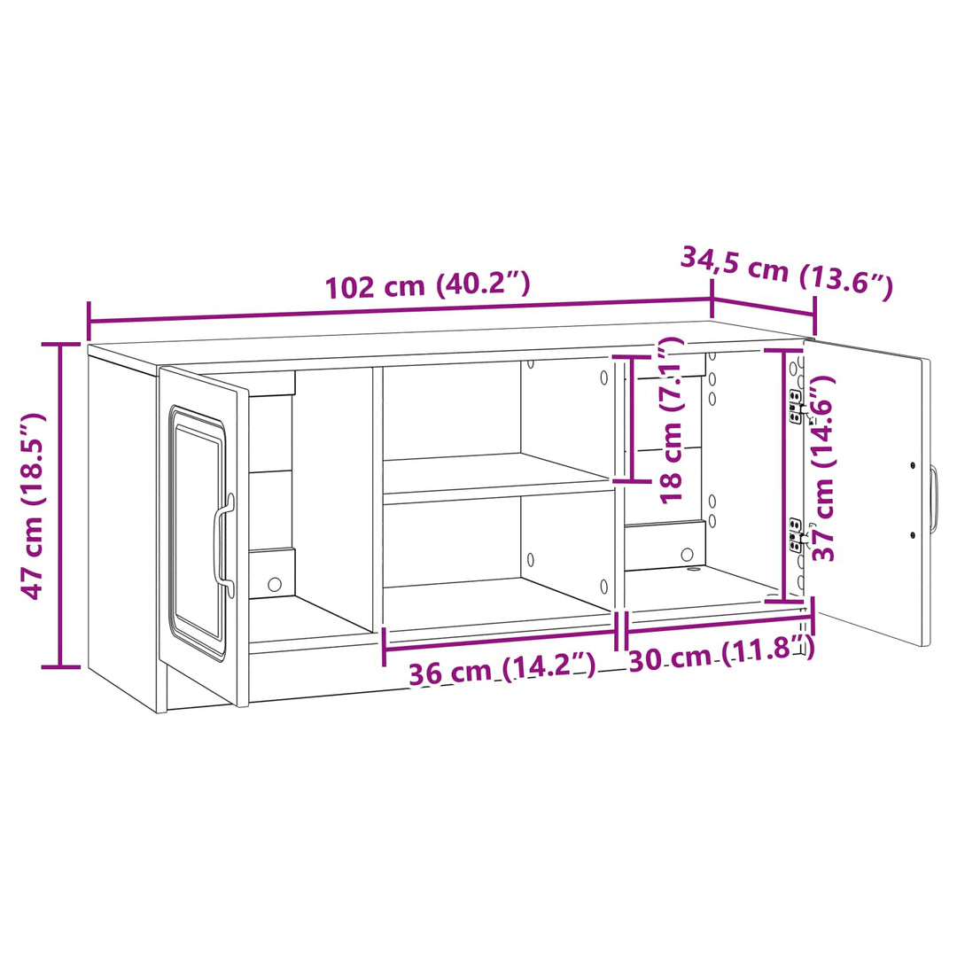 TV-skab Hvid højglans 102 x 34,5 x 47 cm Konstrueret træ