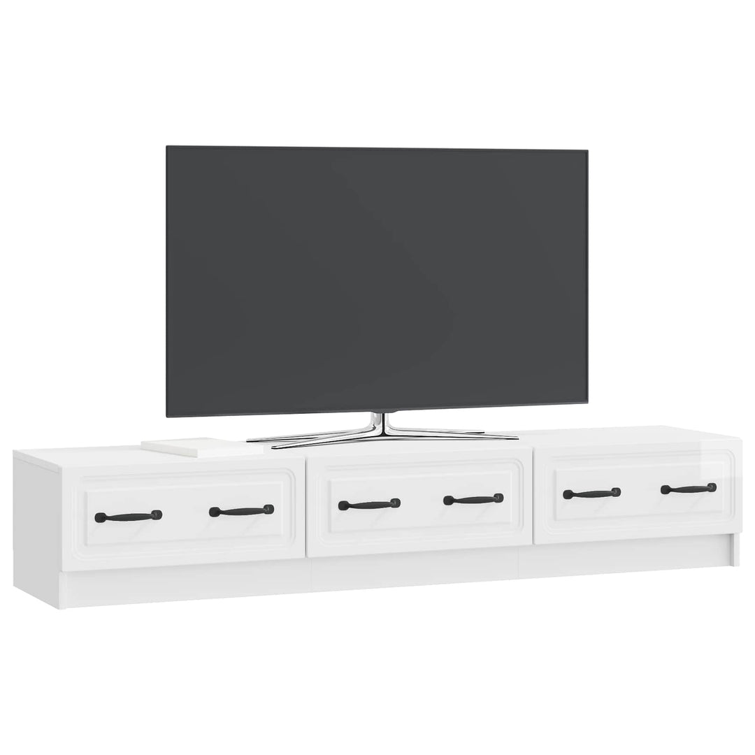 TV-skab Hvid højglans 147 x 34,5 x 27 cm Konstrueret træ