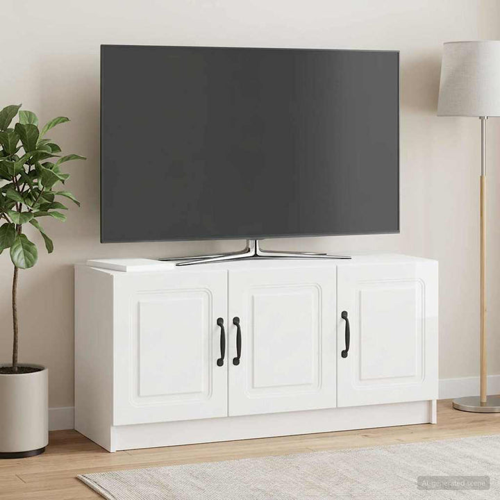 TV-skab Hvid højglans 99 x 34,5 x 47 cm Konstrueret træ