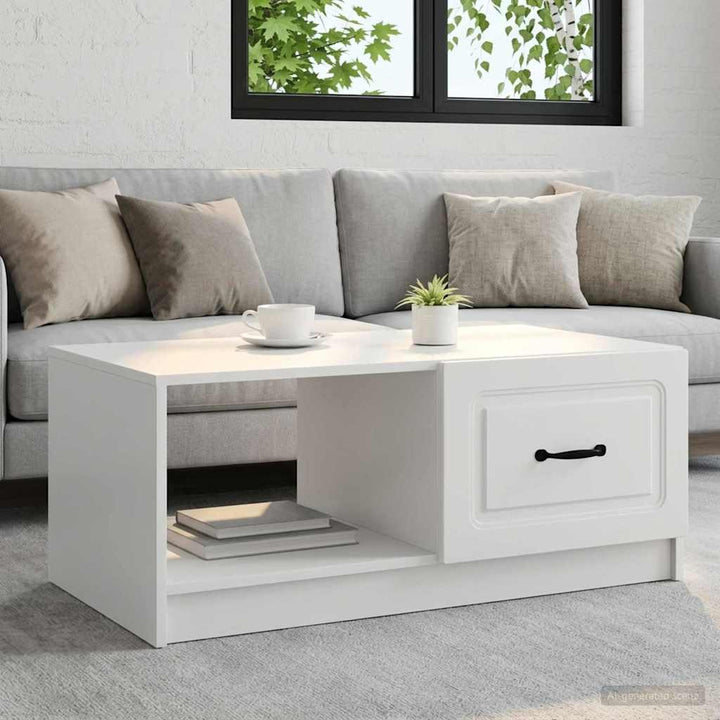Sofabord Hvid 90 x 50 x 37 cm Konstrueret træ