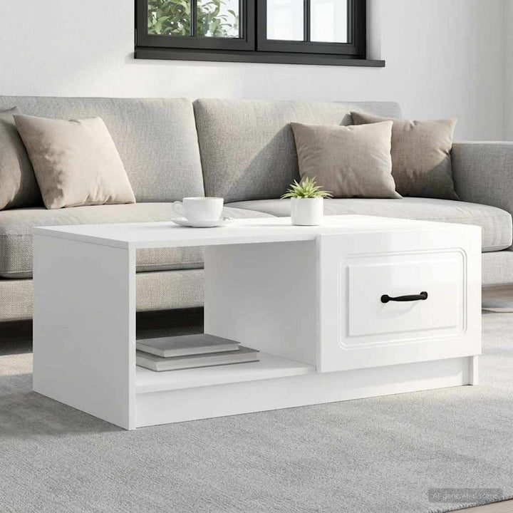 Sofabord Hvid højglans 90 x 50 x 37 cm Konstrueret træ