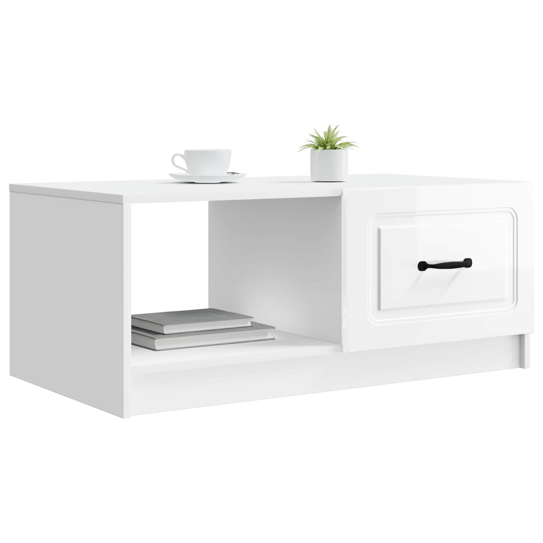 Sofabord Hvid højglans 90 x 50 x 37 cm Konstrueret træ