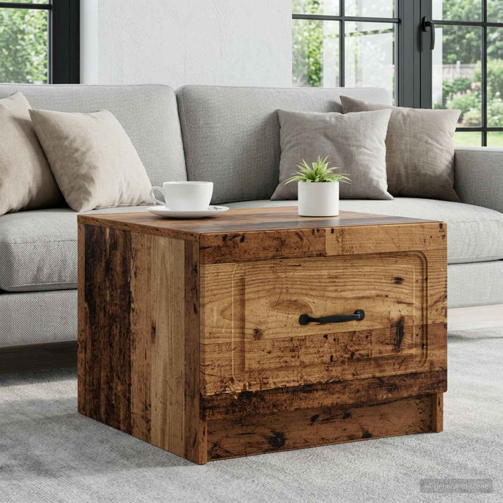 Sofabord med skuffe Gammelt træ 49 x 50 x 37 cm Konstrueret træ