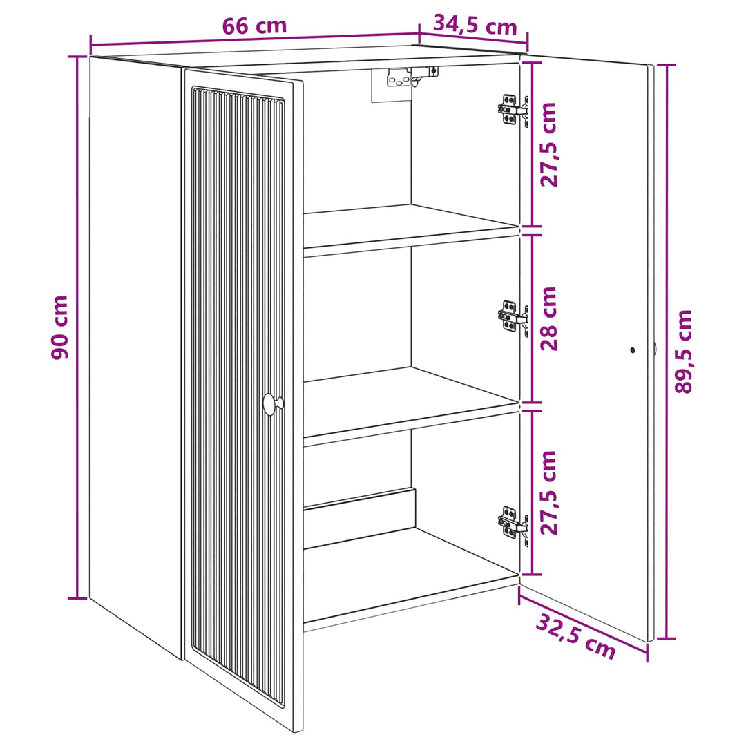 Vægmonteret skab Hvid 66 x 34,5 x 90 cm Konstrueret træ