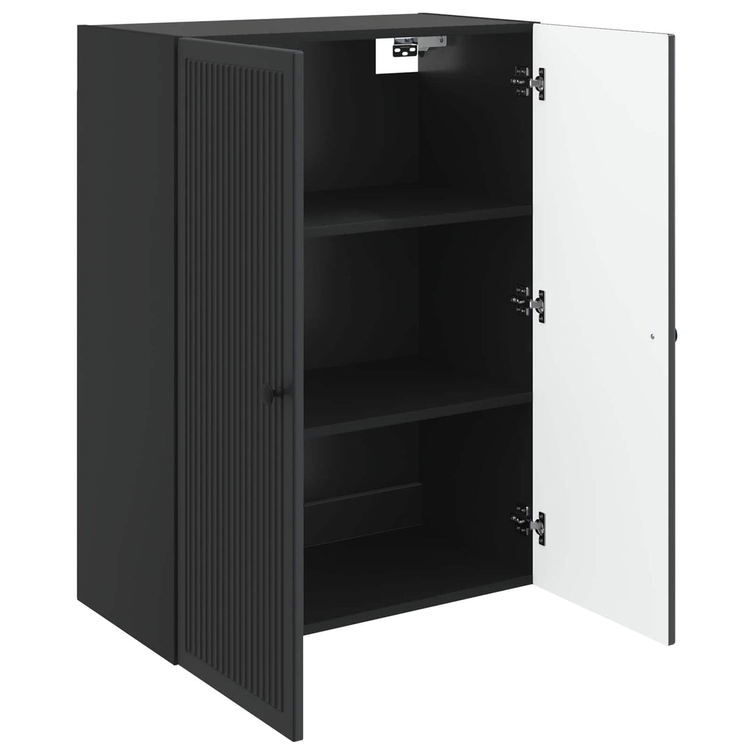 Vægmonteret skab Sort 66 x 34,5 x 90 cm Konstrueret træ