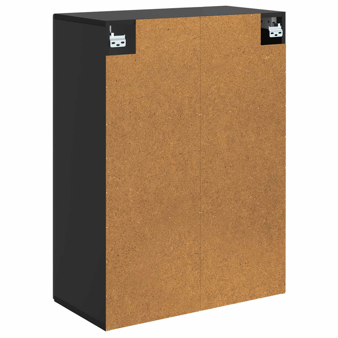 Vægmonteret skab Sort 66 x 34,5 x 90 cm Konstrueret træ