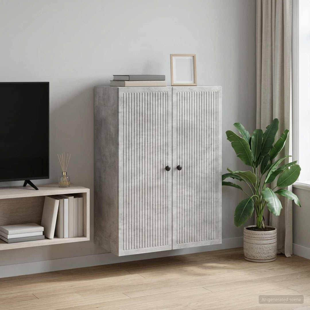 Vægmonteret skab Betongrå 66 x 34,5 x 90 cm Konstrueret træ