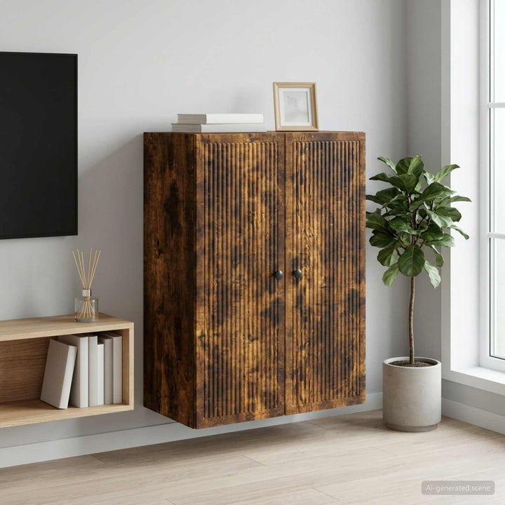 Vægmonteret skab Røget eg 66 x 34,5 x 90 cm Konstrueret træ
