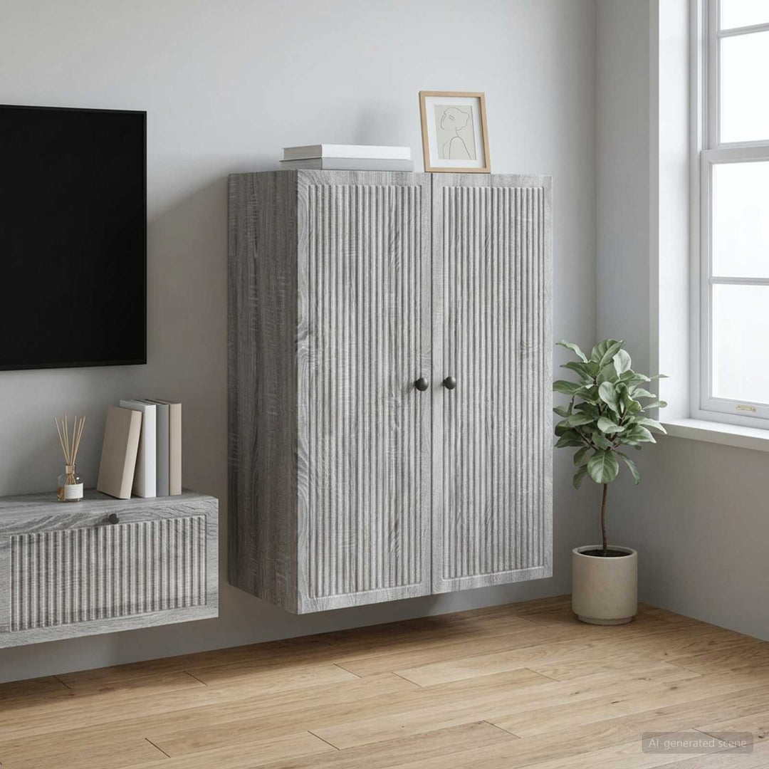 Vægmonteret skab Grå Sonoma 66 x 34,5 x 90 cm Konstrueret træ