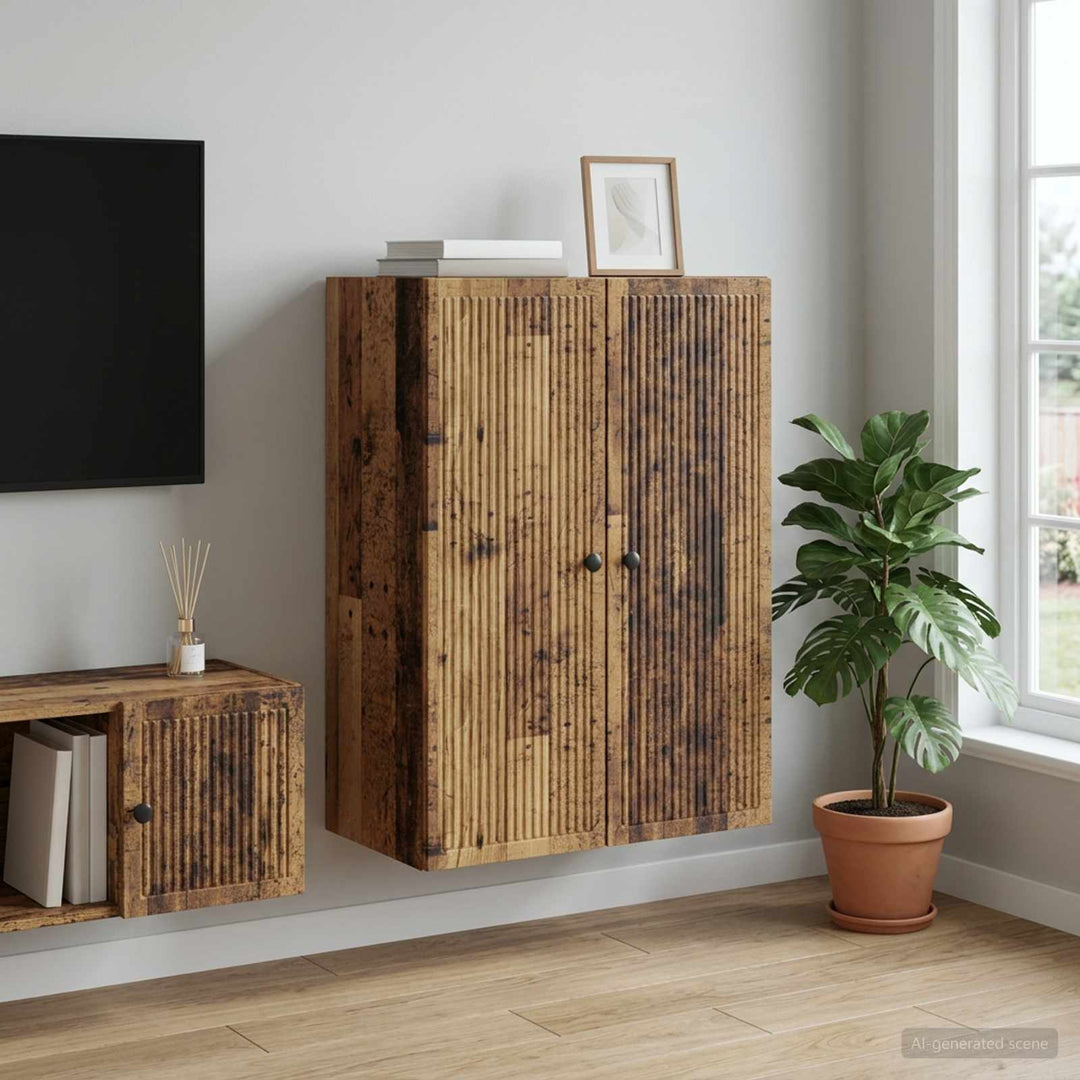 Vægmonteret skab Gammelt træ 66 x 34,5 x 90 cm Konstrueret træ