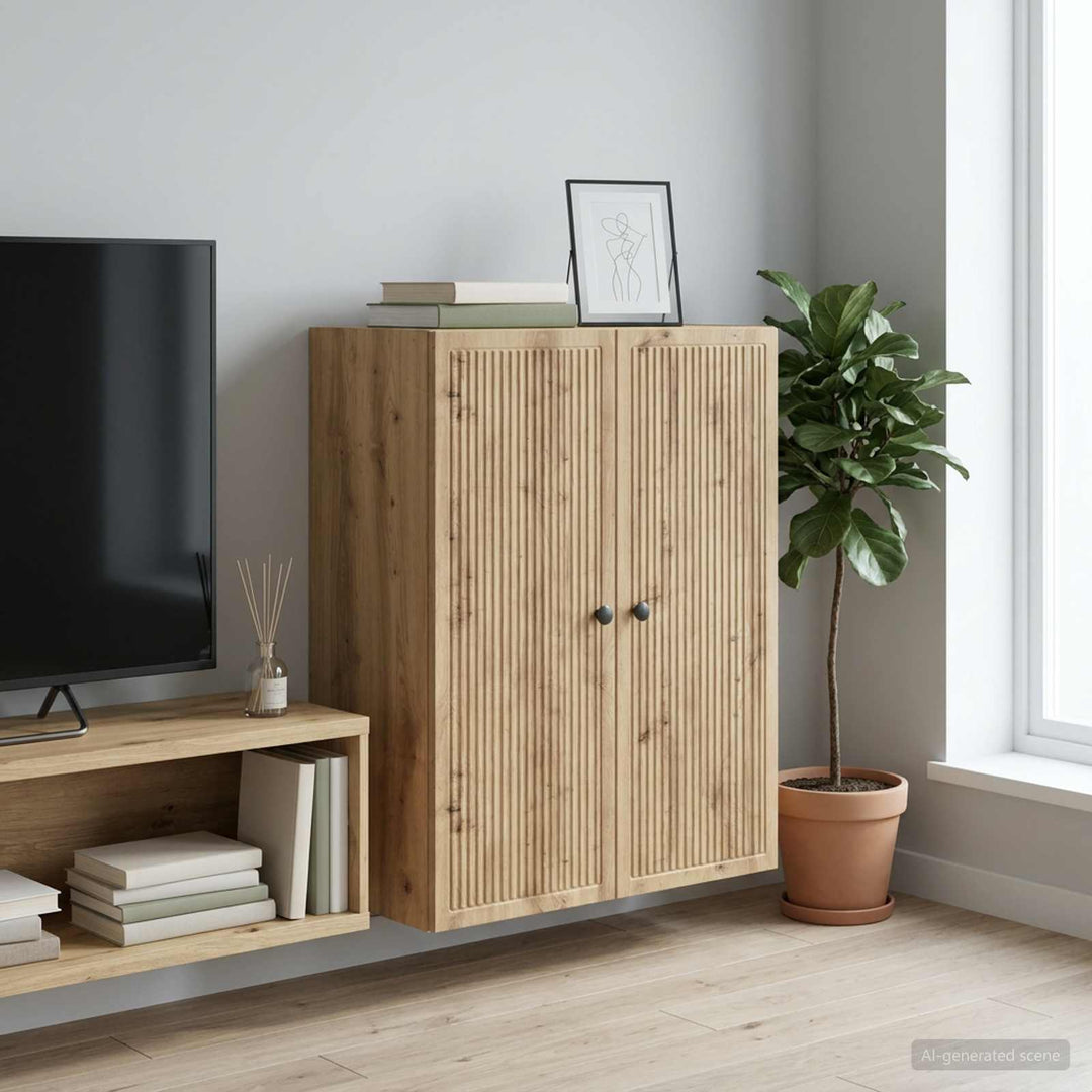 Vægmonteret skab 66 x 34,5 x 90 cm Konstrueret træ Artisan-eg