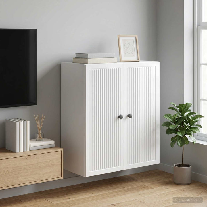 Vægmonteret skab Hvid højglans 59 x 31 x 60 cm Konstrueret træ