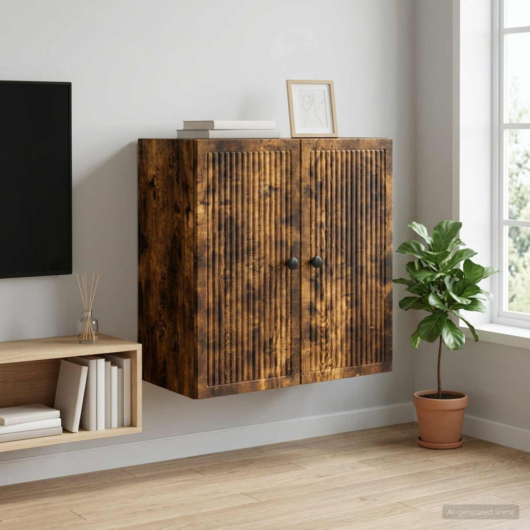 Vægmonteret skab Røget eg 59 x 31 x 60 cm Konstrueret træ