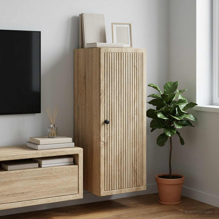 Vægmonteret skab Sonoma-eg 33 x 34,5 x 90 cm Konstrueret træ