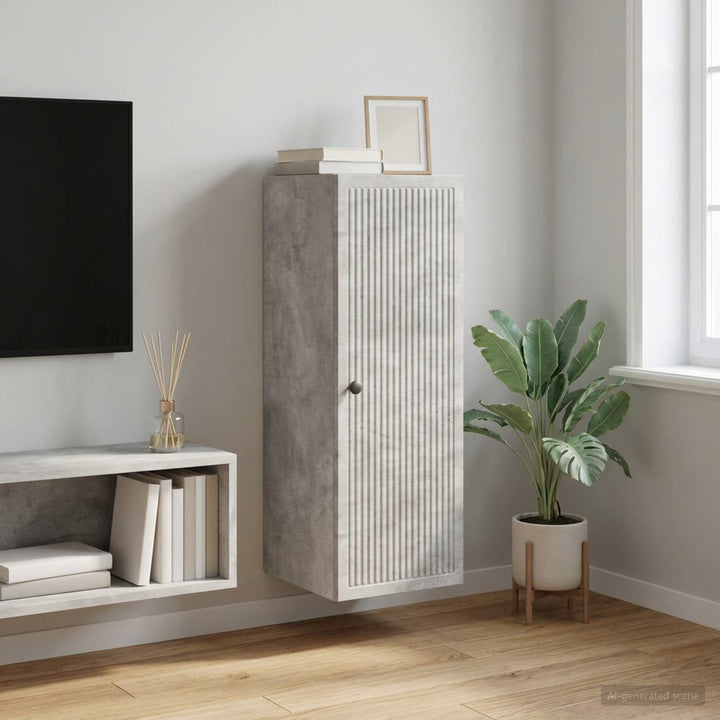 Vægmonteret skab Betongrå 33 x 34,5 x 90 cm Konstrueret træ