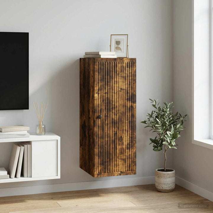 Vægmonteret skab Røget eg 33 x 34,5 x 90 cm Konstrueret træ