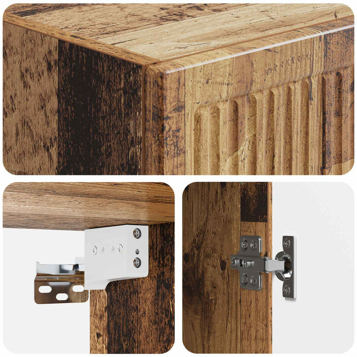 Vægmonteret skab Gammelt træ 33 x 34,5 x 90 cm Konstrueret træ